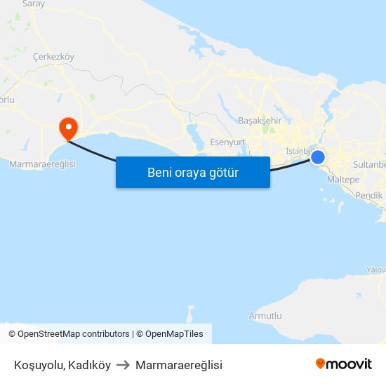 Koşuyolu, Kadıköy to Marmaraereğlisi map