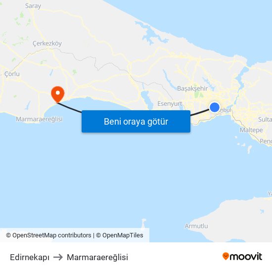 Edirnekapı to Marmaraereğlisi map