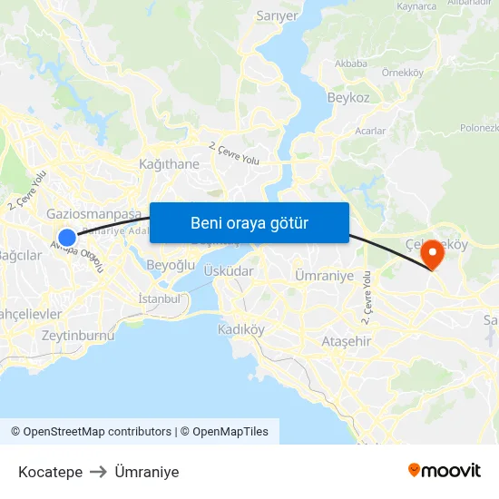 Kocatepe to Ümraniye map