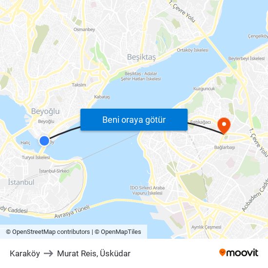 Karaköy to Murat Reis, Üsküdar map