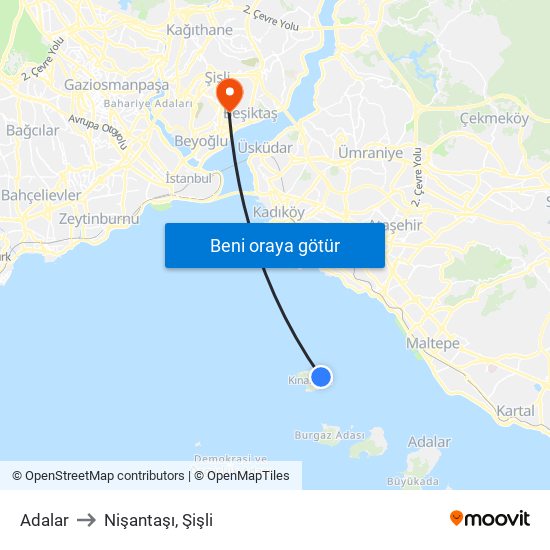 Adalar to Nişantaşı, Şişli map