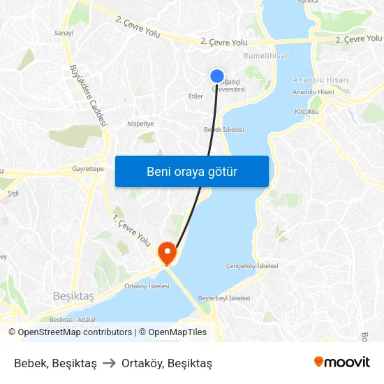 Bebek, Beşiktaş to Ortaköy, Beşiktaş map
