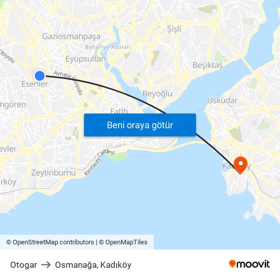 Otogar to Osmanağa, Kadıköy map