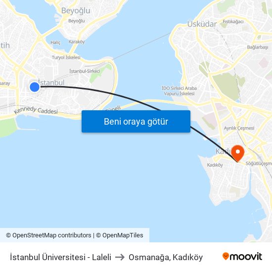 İstanbul Üniversitesi - Laleli to Osmanağa, Kadıköy map