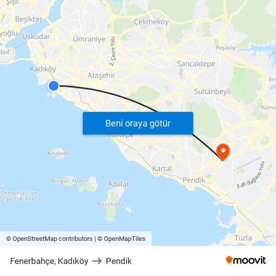 Fenerbahçe, Kadıköy to Pendik map