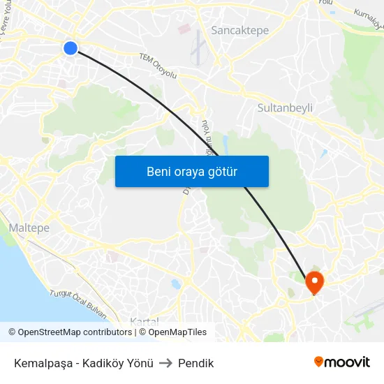 Kemalpaşa - Kadiköy Yönü to Pendik map
