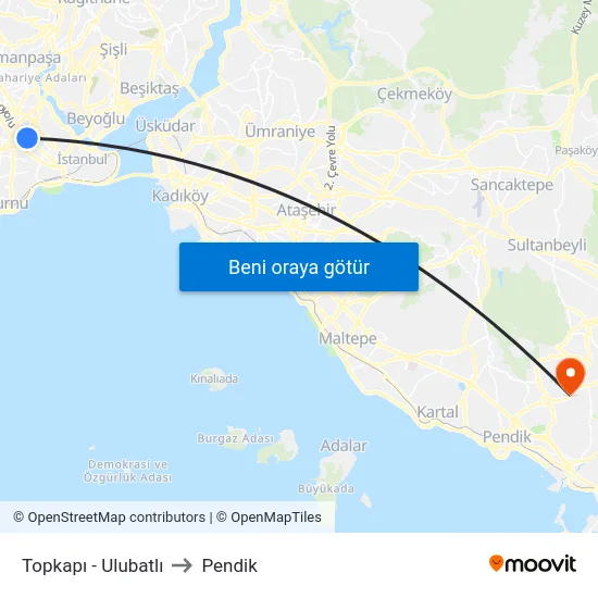 Topkapı - Ulubatlı to Pendik map