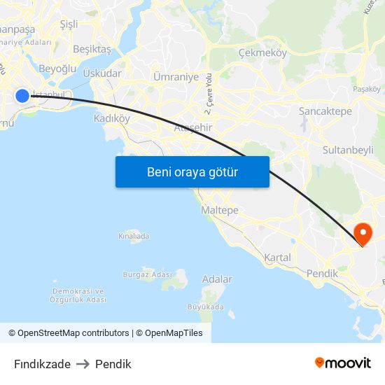 Fındıkzade to Pendik map