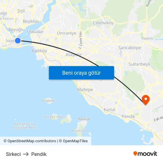 Sirkeci to Pendik map