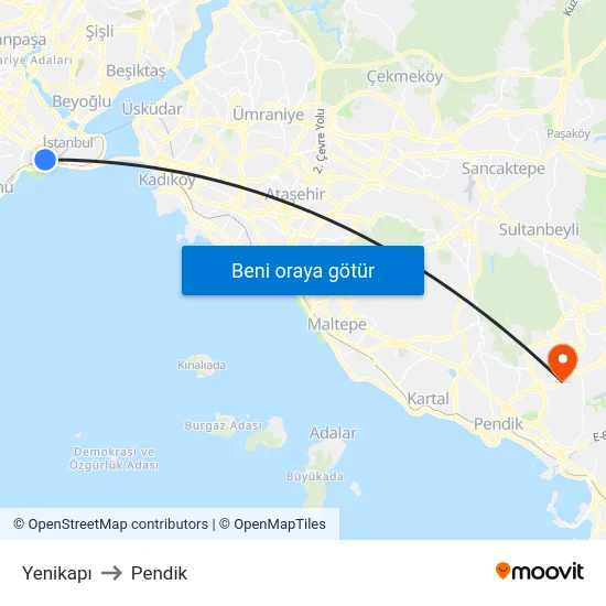 Yenikapı to Pendik map