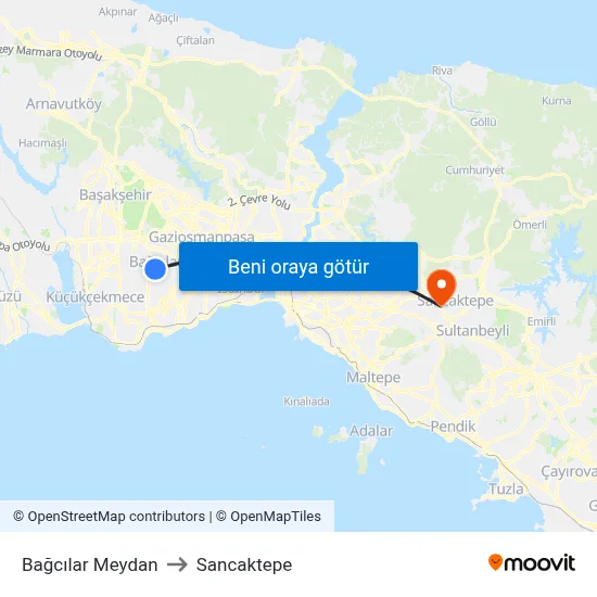Bağcılar Meydan to Sancaktepe map