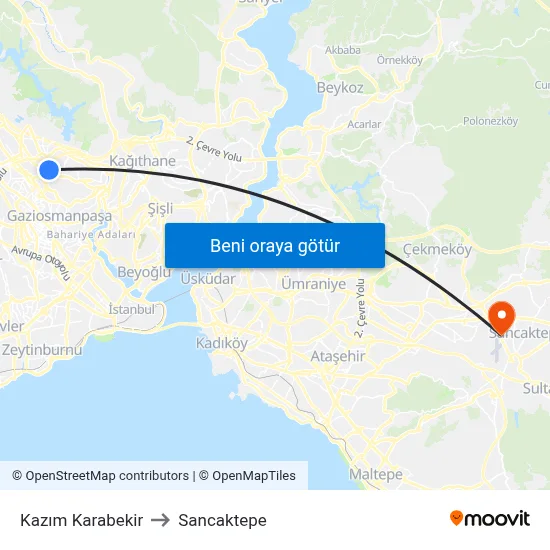 Kazım Karabekir to Sancaktepe map