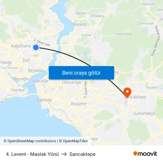 4. Levent - Maslak Yönü to Sancaktepe map