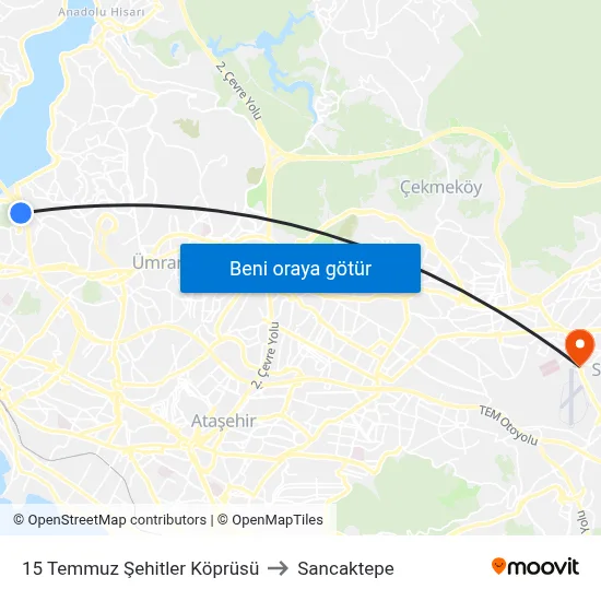 15 Temmuz Şehitler Köprüsü to Sancaktepe map