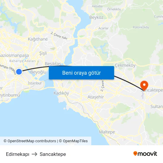 Edirnekapı to Sancaktepe map