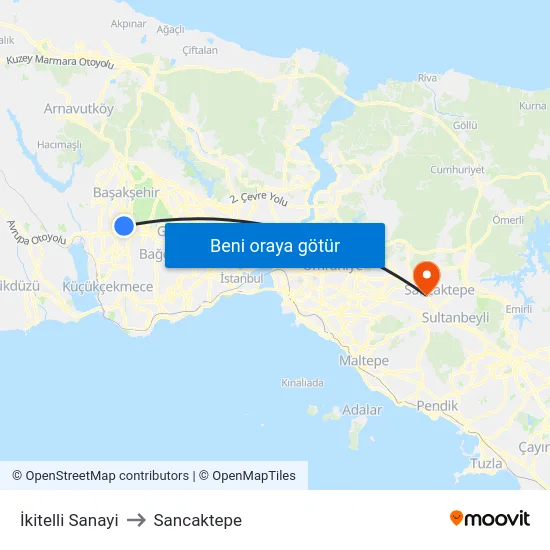 İkitelli Sanayi to Sancaktepe map