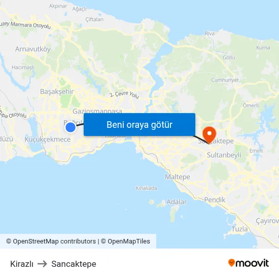 Kirazlı to Sancaktepe map