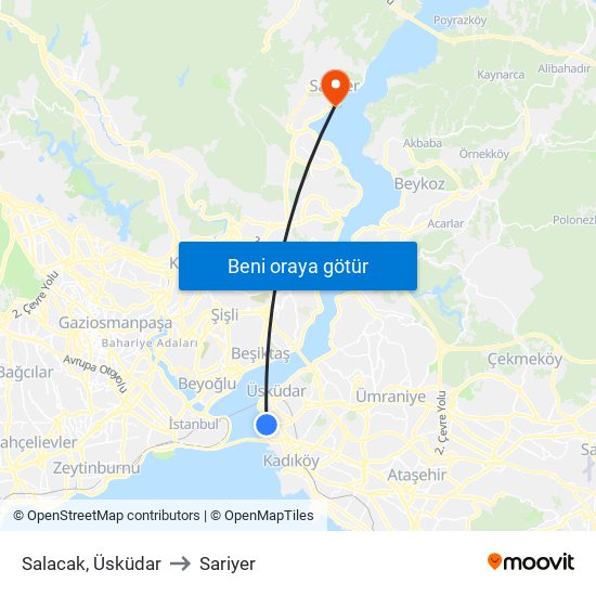 Salacak, Üsküdar to Sariyer map