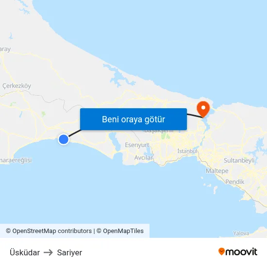 Üsküdar to Sariyer map