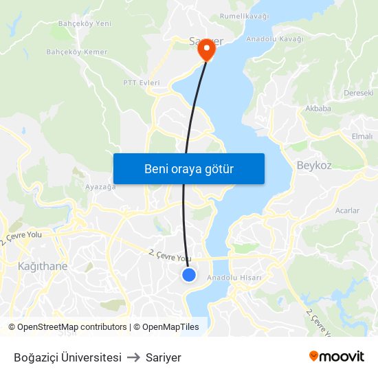 Boğaziçi Üniversitesi to Sariyer map