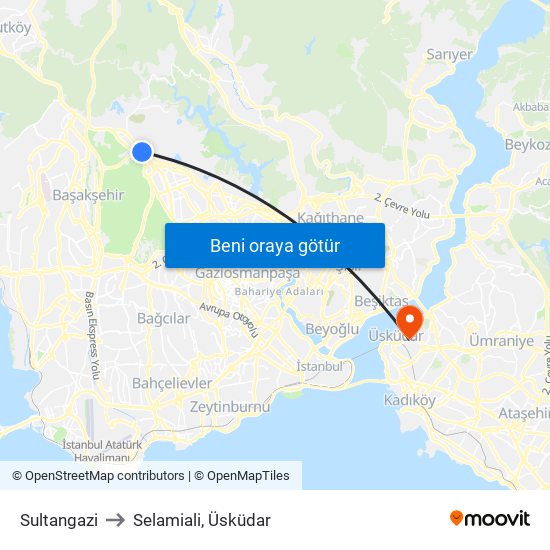 Sultangazi to Selamiali, Üsküdar map