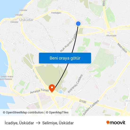 İcadiye, Üsküdar to Selimiye, Üsküdar map