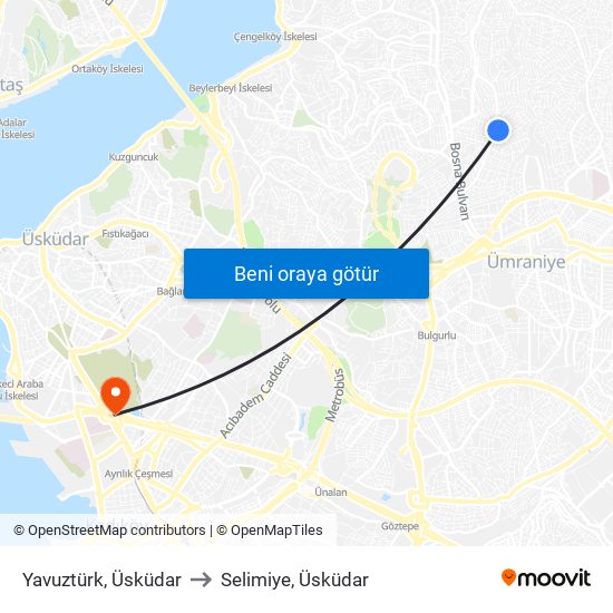 Yavuztürk, Üsküdar to Selimiye, Üsküdar map
