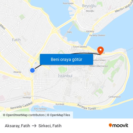 Aksaray, Fatih to Sirkeci, Fatih map