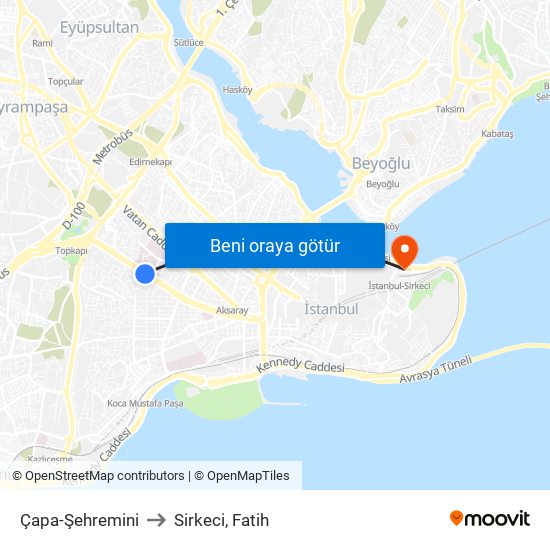 Çapa-Şehremini to Sirkeci, Fatih map