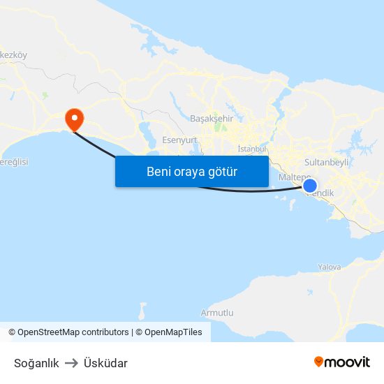 Soğanlık to Üsküdar map