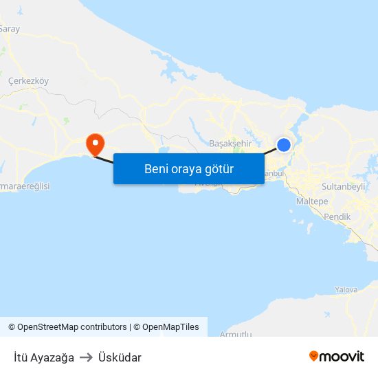 İtü Ayazağa to Üsküdar map