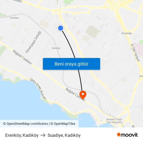 Erenköy, Kadıköy to Suadiye, Kadıköy map