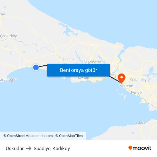 Üsküdar to Suadiye, Kadıköy map