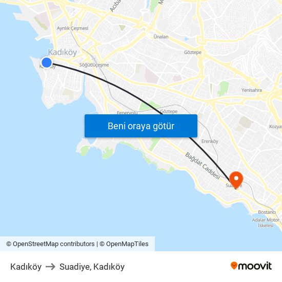 Kadıköy to Suadiye, Kadıköy map