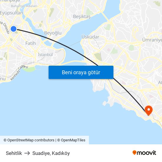 Sehitlik to Suadiye, Kadıköy map