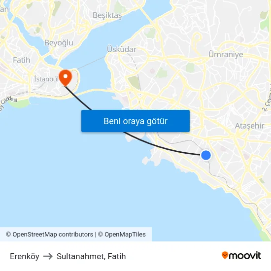 Erenköy to Sultanahmet, Fatih map