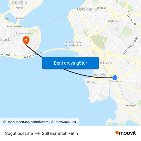 Söğütlüçeşme to Sultanahmet, Fatih map