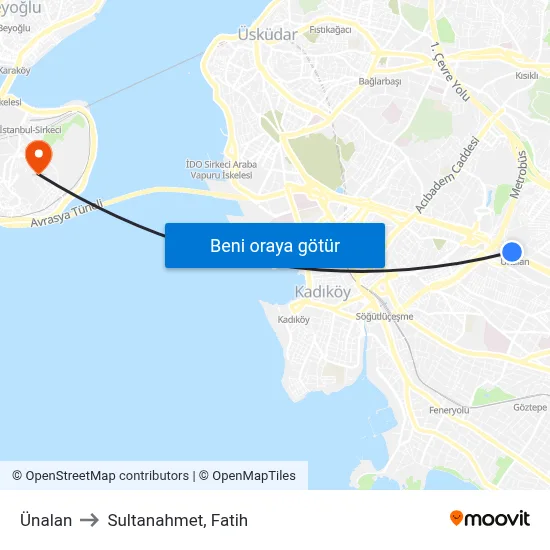 Ünalan to Sultanahmet, Fatih map