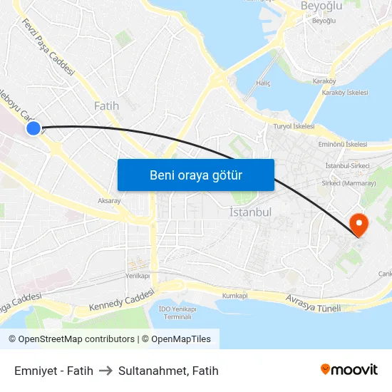 Emniyet - Fatih to Sultanahmet, Fatih map