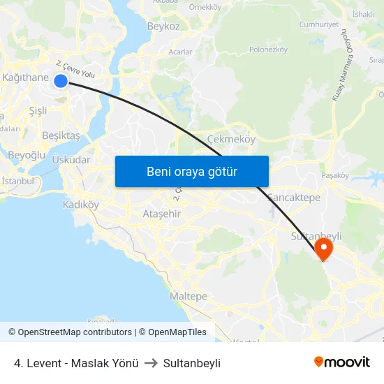 4. Levent - Maslak Yönü to Sultanbeyli map