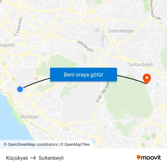 Küçükyalı to Sultanbeyli map