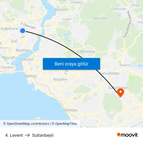 4. Levent to Sultanbeyli map