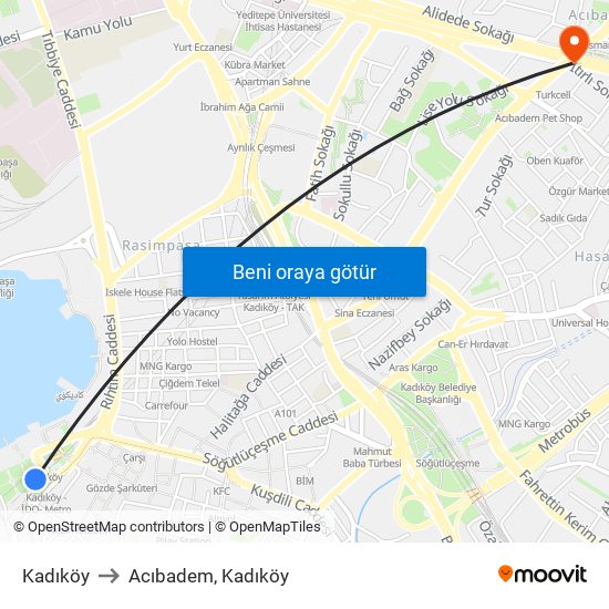 Kadıköy to Acıbadem, Kadıköy map