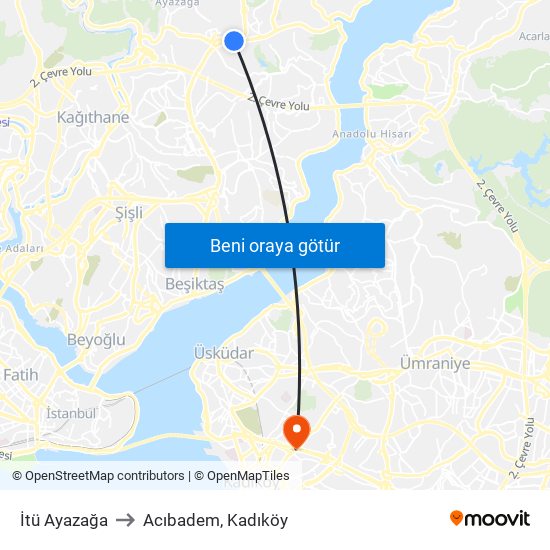 İtü Ayazağa to Acıbadem, Kadıköy map