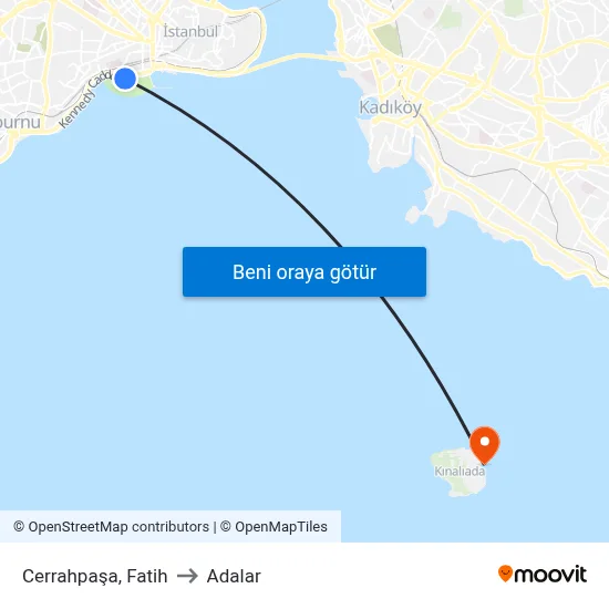 Cerrahpaşa, Fatih to Adalar map