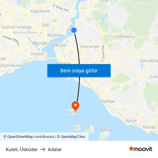 Kuleli, Üsküdar to Adalar map
