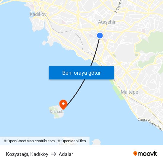 Kozyatağı, Kadıköy to Adalar map