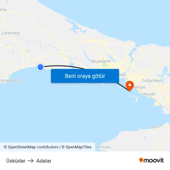 Üsküdar to Adalar map