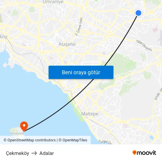 Çekmeköy to Adalar map