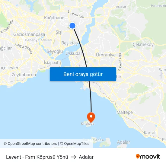 Levent - Fsm Köprüsü Yönü to Adalar map